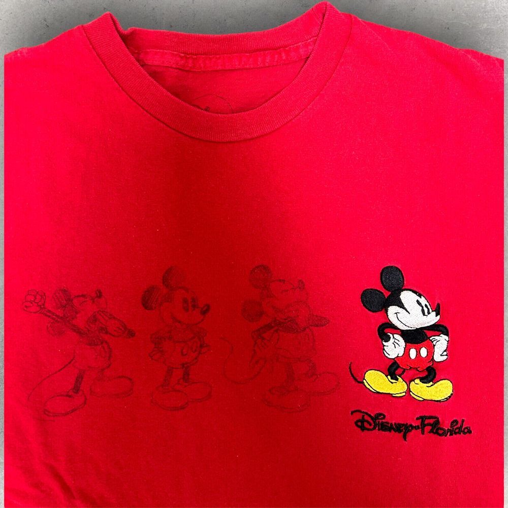 Mickey Mouse Disney Embroidered Shirt‎ Large Red Disney Florida